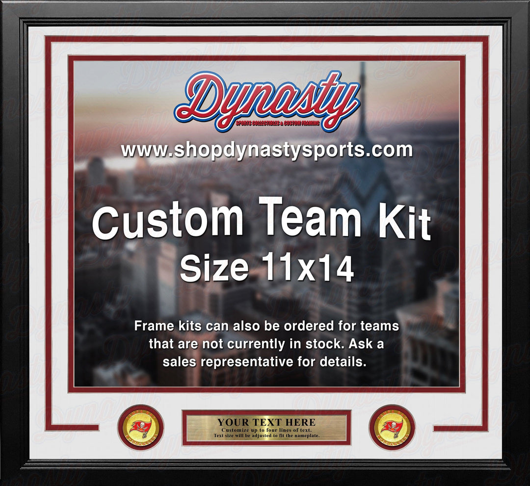 Dynasty Sports & Framing Custom Framing White Matting & Red Trim / Landscape (Horizontal); Standard Glass / No Nameplate or Medallions Tampa Bay Buccaneers Custom NFL Football 11x14 Picture Frame Kit (Multiple Colors)
