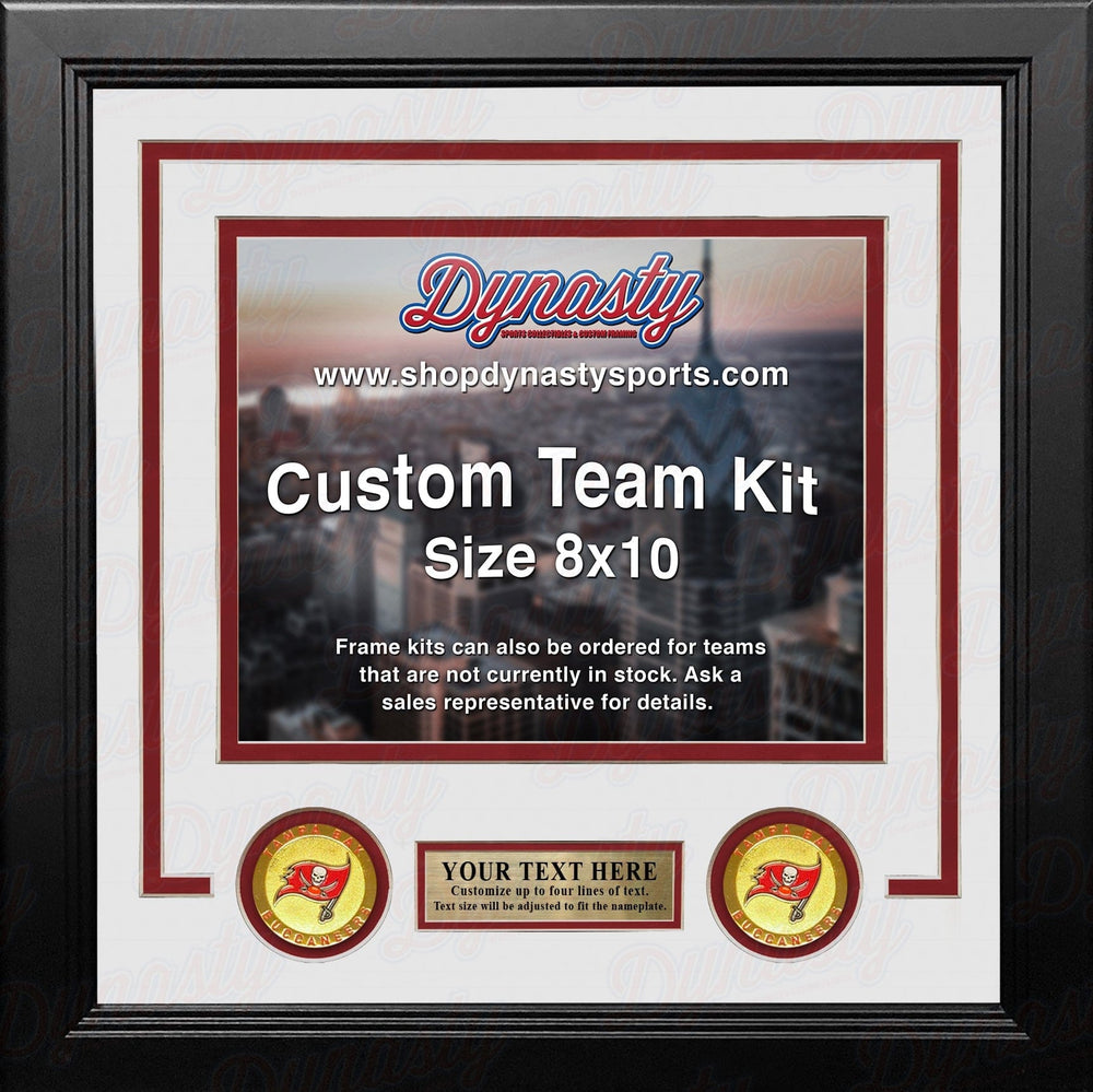 Dynasty Sports & Framing Custom Framing White Matting & Red Trim / Landscape (Horizontal); Standard Glass / No Nameplate or Medallions Tampa Bay Buccaneers Custom NFL Football 8x10 Picture Frame Kit (Multiple Colors)