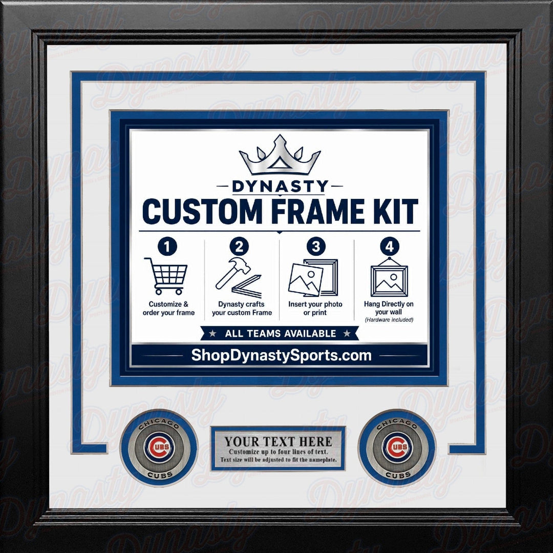 Dynasty Sports & Framing Custom Framing White Matting & Royal Blue Trim / Landscape (Horizontal); Standard Glass / No Nameplate or Medallions Chicago Cubs Custom MLB Baseball 11x14 Picture Frame Kit (Multiple Colors)