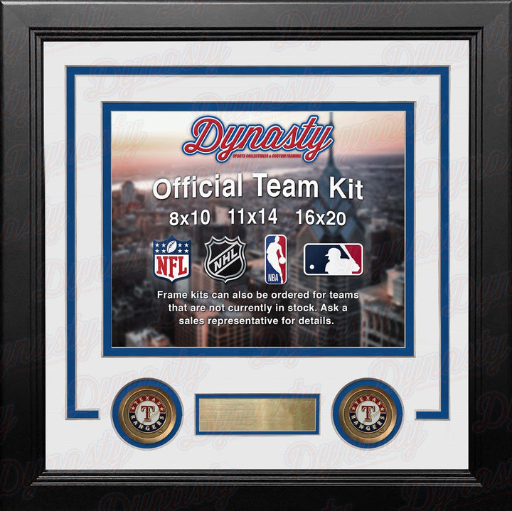Dynasty Sports & Framing Custom Framing White Matting & Royal Blue Trim / Landscape (Horizontal); Standard Glass / No Nameplate or Medallions Texas Rangers Custom MLB Baseball 16x20 Picture Frame Kit (Multiple Colors)