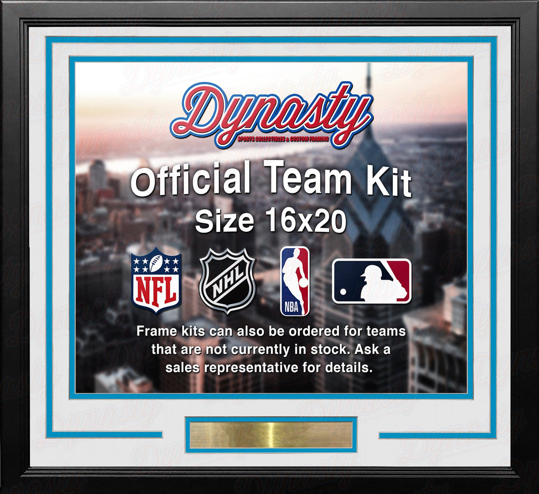 Dynasty Sports & Framing Custom Framing White Matting & Sky Blue Trim / Landscape (Horizontal); Standard Glass / No Nameplate or Medallions Denver Nuggets Throwback Custom NBA Basketball 16x20 Picture Frame Kit (Multiple Colors)