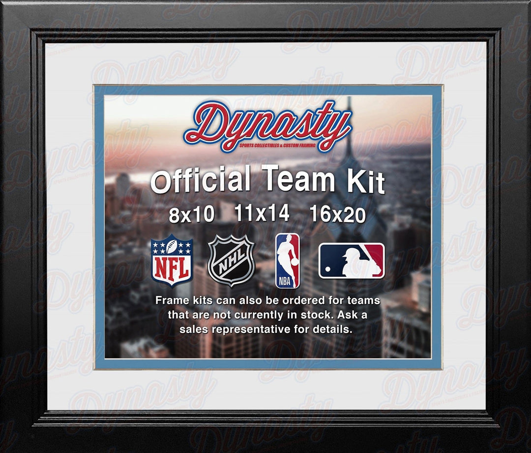 Dynasty Sports & Framing Custom Framing White Matting & Sky Blue Trim / Landscape (Horizontal); Standard Glass / No Nameplate or Medallions Los Angeles Chargers Custom NFL Football 16x20 Picture Frame Kit (Multiple Colors)