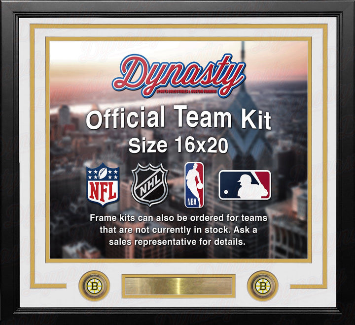 Dynasty Sports & Framing Custom Framing White Matting & Yellow Trim / Landscape (Horizontal); Standard Glass / No Nameplate or Logos Boston Bruins Custom NHL Hockey 16x20 Picture Frame Kit (Multiple Colors)