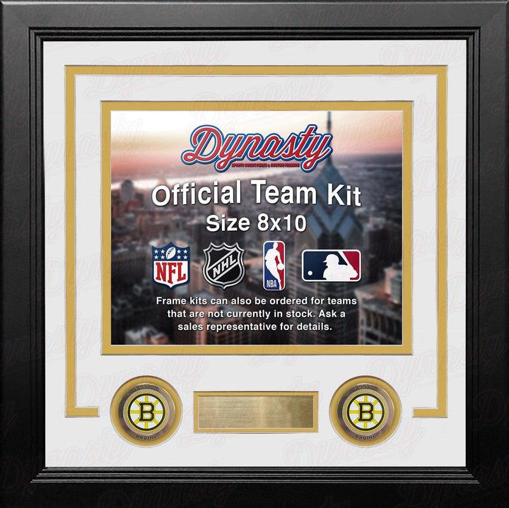 Dynasty Sports & Framing Custom Framing White Matting & Yellow Trim / Landscape (Horizontal); Standard Glass / No Nameplate or Logos Boston Bruins Custom NHL Hockey 8x10 Picture Frame Kit (Multiple Colors)