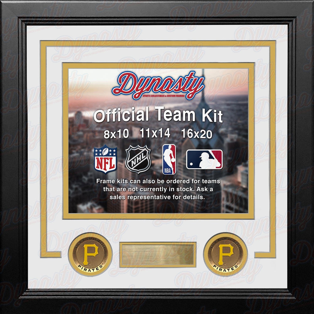 Dynasty Sports & Framing Custom Framing White Matting & Yellow Trim / Landscape (Horizontal); Standard Glass / No Nameplate or Medallions Pittsburgh Pirates Custom MLB Baseball 16x20 Picture Frame Kit (Multiple Colors)