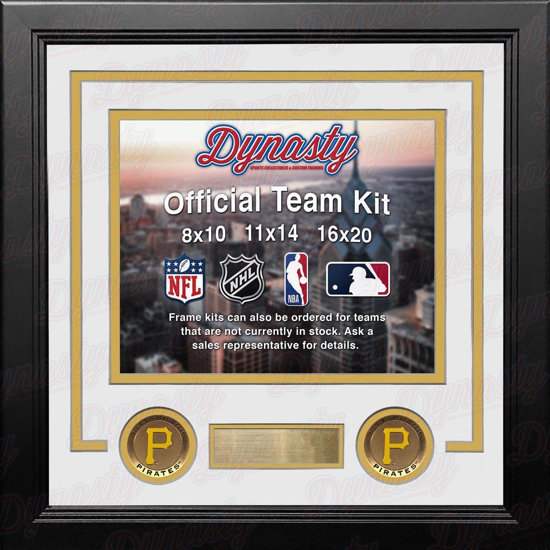 Dynasty Sports & Framing Custom Framing White Matting & Yellow Trim / Landscape (Horizontal); Standard Glass / No Nameplate or Medallions Pittsburgh Pirates Custom MLB Baseball 8x10 Picture Frame Kit (Multiple Colors)