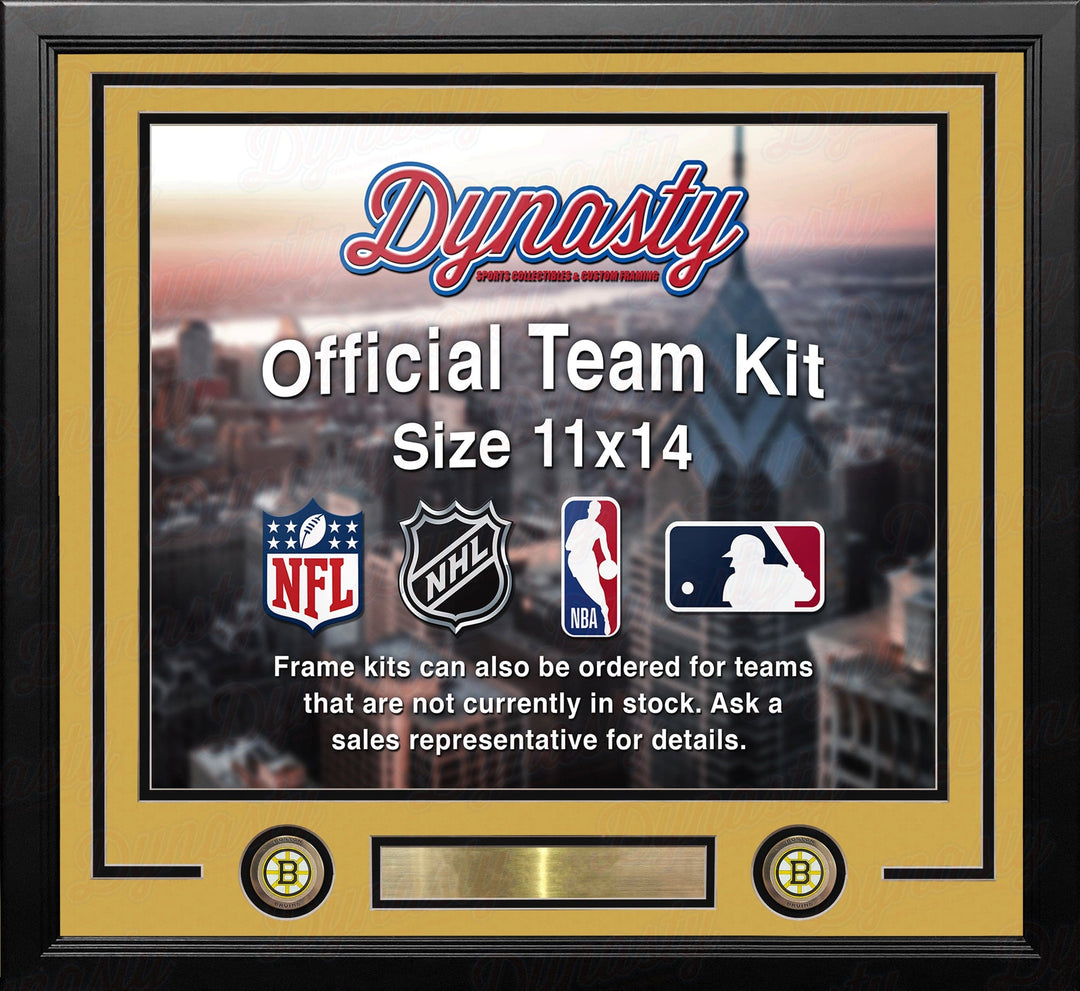 Dynasty Sports & Framing Custom Framing Yellow Matting & Black Trim / Landscape (Horizontal); Standard Glass / No Nameplate or Logos Boston Bruins Custom NHL Hockey 11x14 Picture Frame Kit (Multiple Colors)