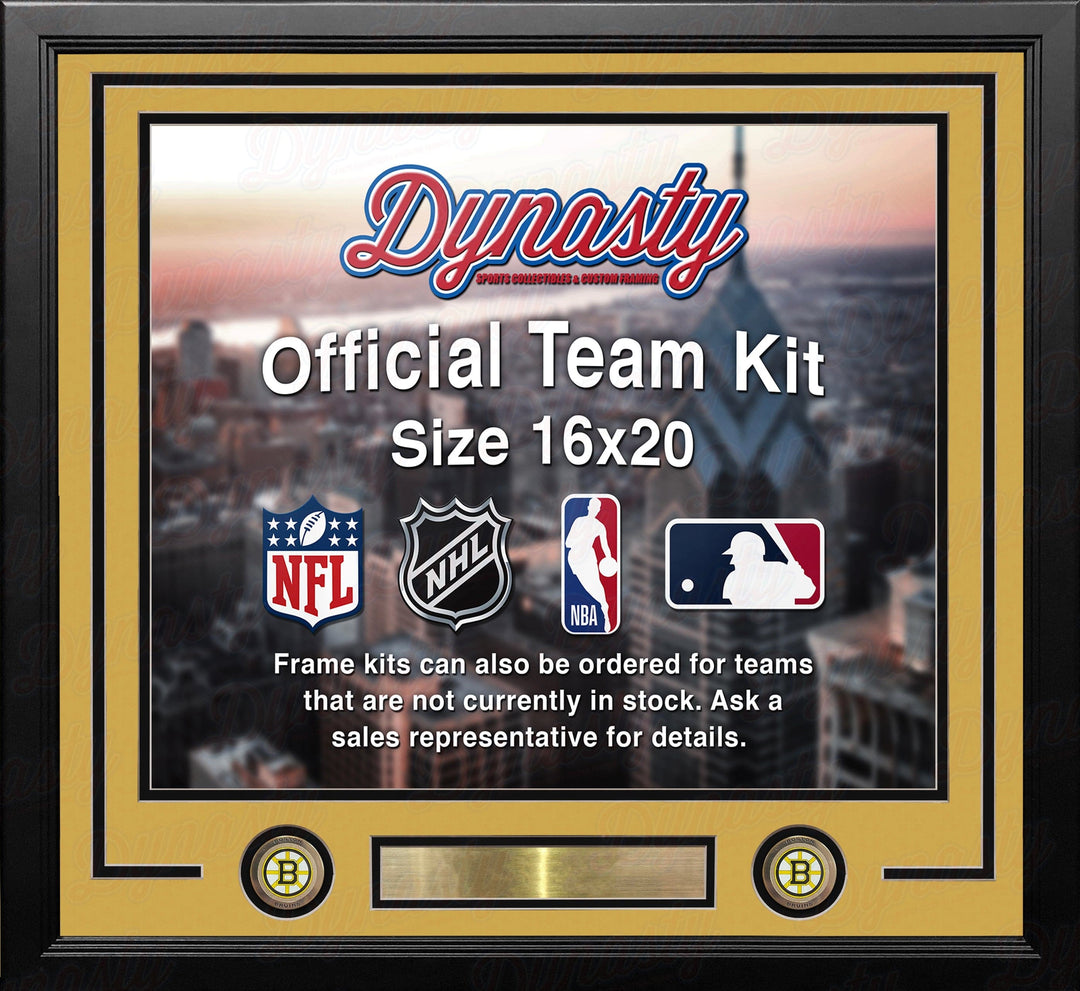 Dynasty Sports & Framing Custom Framing Yellow Matting & Black Trim / Landscape (Horizontal); Standard Glass / No Nameplate or Logos Boston Bruins Custom NHL Hockey 16x20 Picture Frame Kit (Multiple Colors)