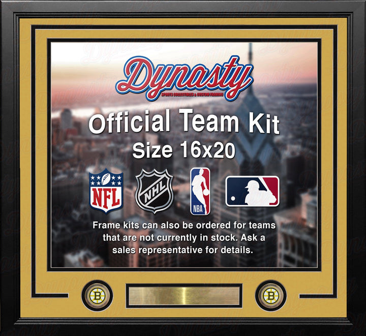 Dynasty Sports & Framing Custom Framing Yellow Matting & Black Trim / Landscape (Horizontal); Standard Glass / No Nameplate or Logos Boston Bruins Custom NHL Hockey 16x20 Picture Frame Kit (Multiple Colors)