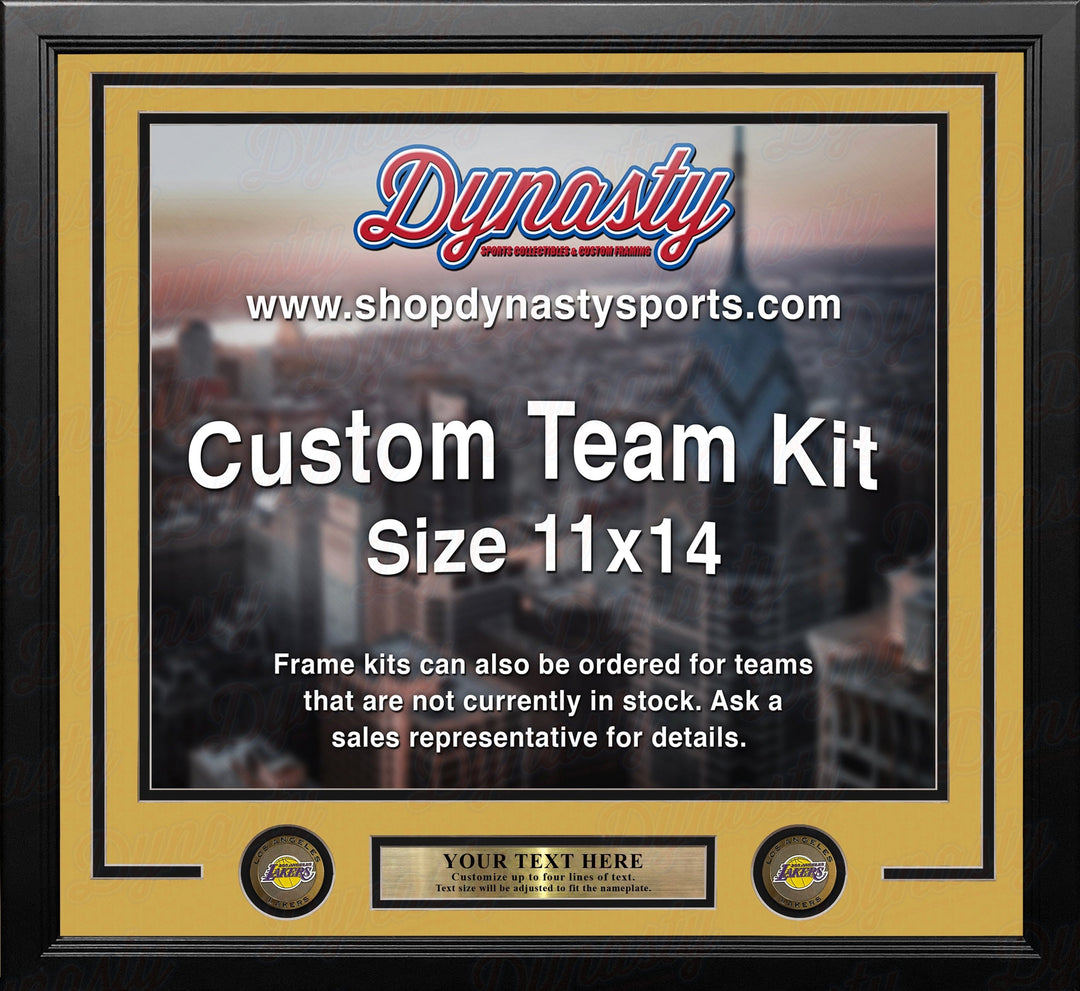Dynasty Sports & Framing Custom Framing Yellow Matting & Black Trim / Landscape (Horizontal); Standard Glass / No Nameplate or Medallions Los Angeles Lakers Custom NBA Basketball 11x14 Picture Frame Kit (Lakers Gold)