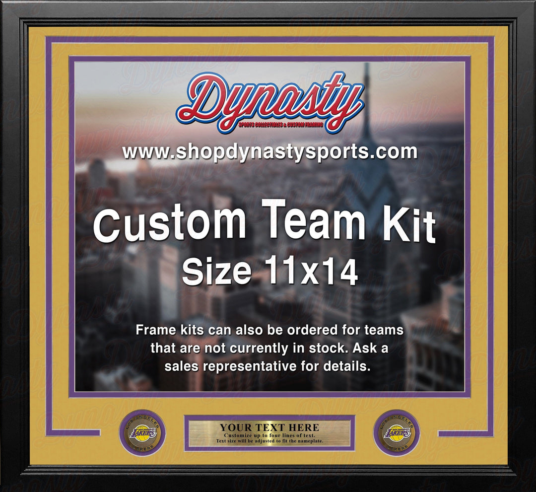 Dynasty Sports & Framing Custom Framing Yellow Matting & Purple Trim / Landscape (Horizontal); Standard Glass / No Nameplate or Medallions Los Angeles Lakers Custom NBA Basketball 11x14 Picture Frame Kit (Lakers Gold)