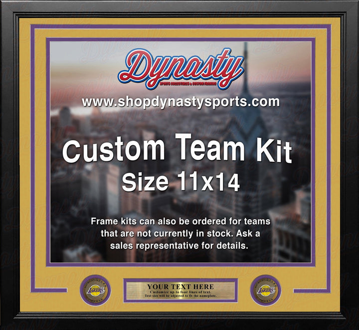 Dynasty Sports & Framing Custom Framing Yellow Matting & Purple Trim / Landscape (Horizontal); Standard Glass / No Nameplate or Medallions Los Angeles Lakers Custom NBA Basketball 11x14 Picture Frame Kit (Lakers Gold)