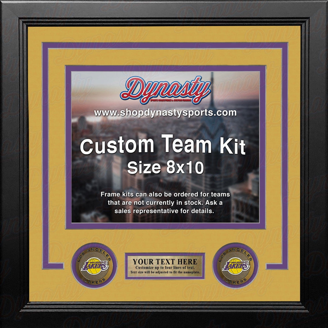 Dynasty Sports & Framing Custom Framing Yellow Matting & Purple Trim / Landscape (Horizontal); Standard Glass / No Nameplate or Medallions Los Angeles Lakers Custom NBA Basketball 8x10 Picture Frame Kit (Lakers Gold)