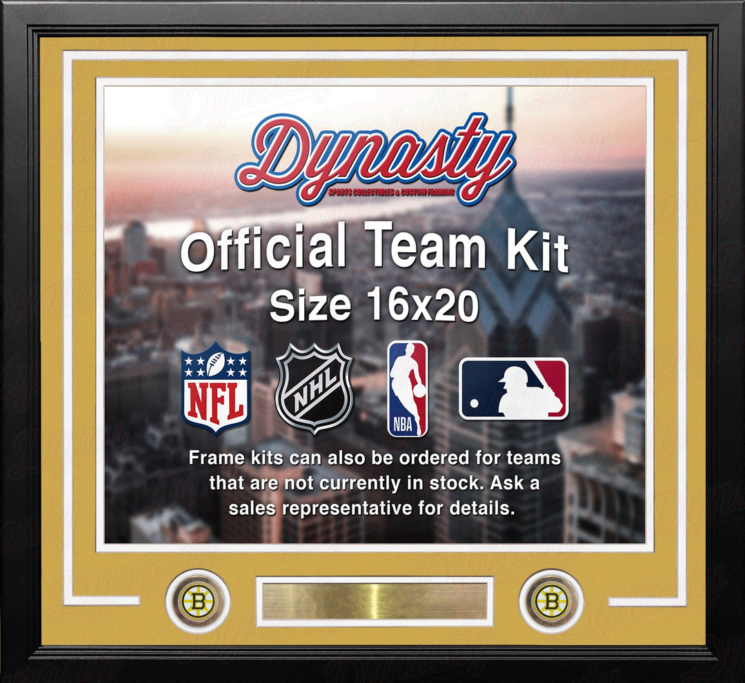 Dynasty Sports & Framing Custom Framing Yellow Matting & White Trim / Landscape (Horizontal); Standard Glass / No Nameplate or Logos Boston Bruins Custom NHL Hockey 16x20 Picture Frame Kit (Multiple Colors)