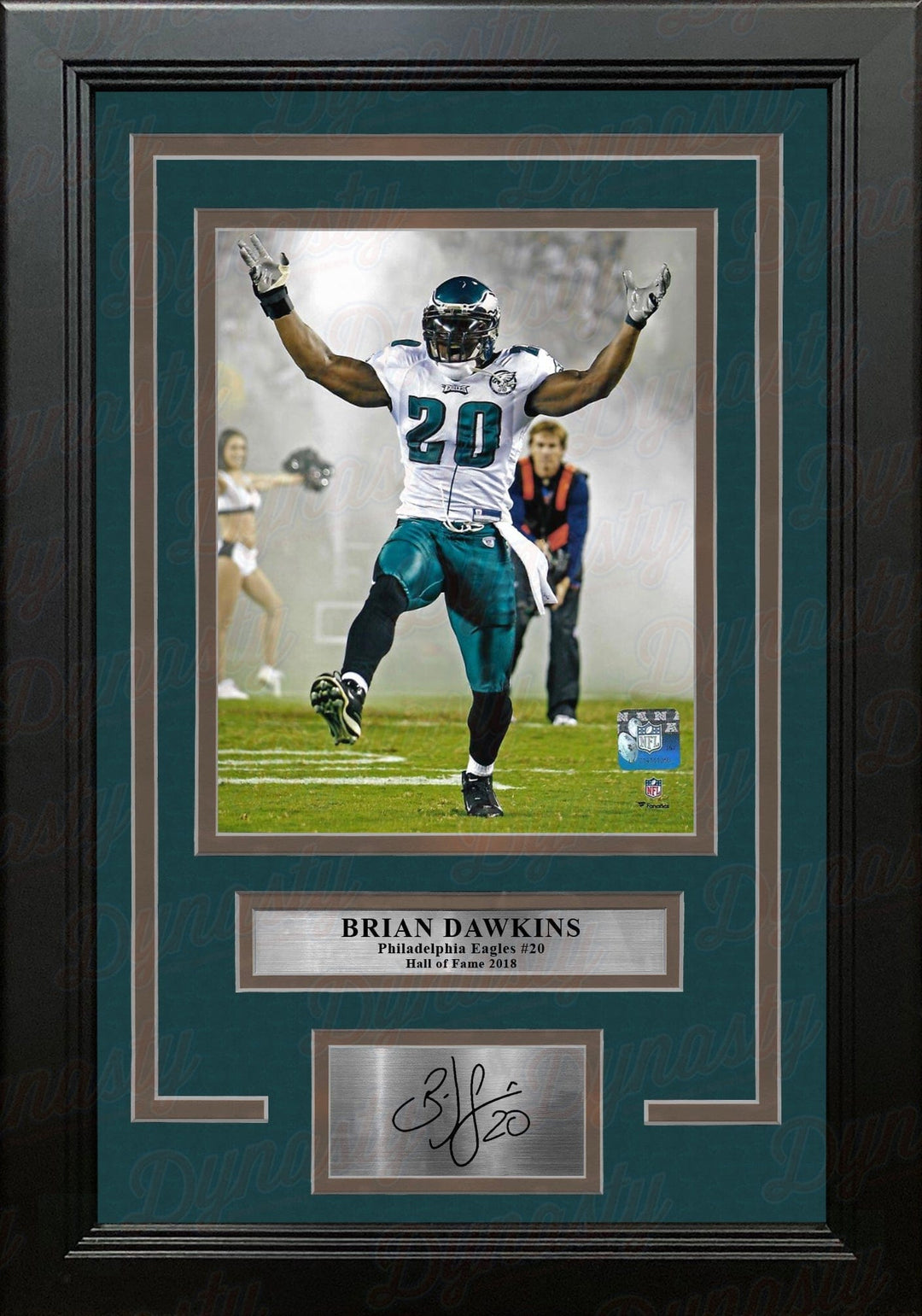 Dynasty Sports & Framing Engraved Signatures 8x10 Framed Photo with Engraved Autograph Brian Dawkins Smoke Entrance Philadelphia Eagles Framed Football Photo with Engraved Autograph