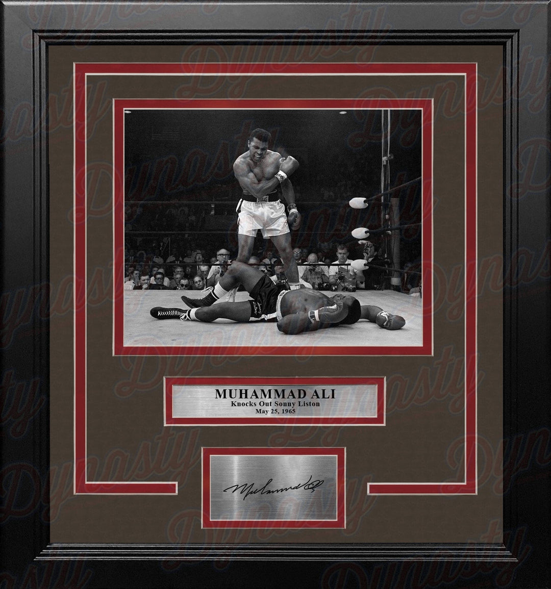 Dynasty Sports & Framing Engraved Signatures 8x10 Framed Photo with Engraved Autograph Muhammad Ali Knocks Out Sonny Liston Framed Boxing Photo with Engraved Autograph