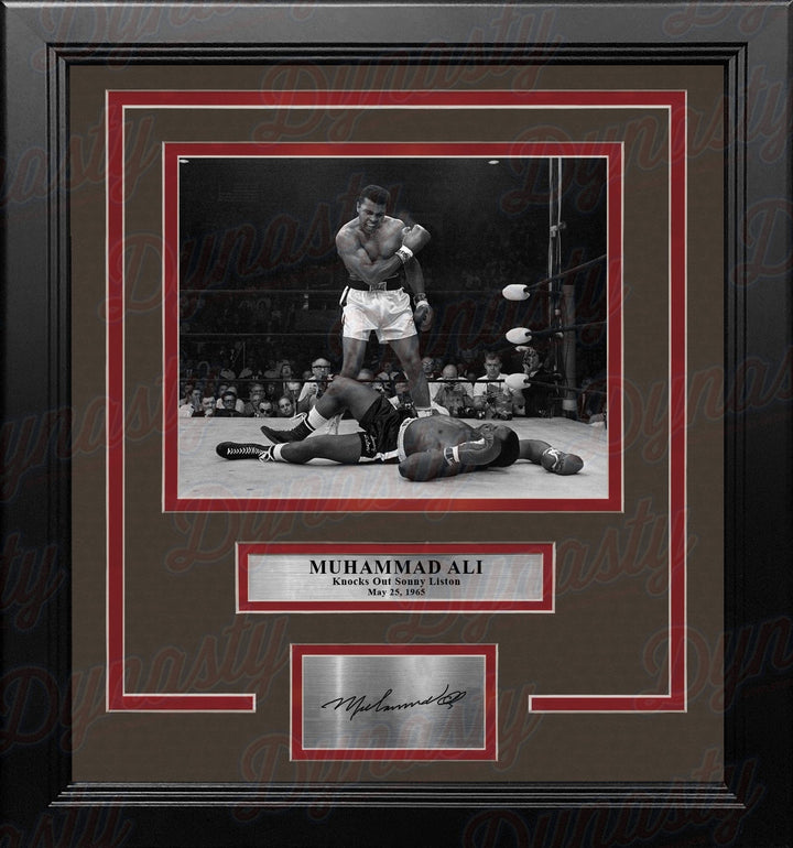 Dynasty Sports & Framing Engraved Signatures 8x10 Framed Photo with Engraved Autograph Muhammad Ali Knocks Out Sonny Liston Framed Boxing Photo with Engraved Autograph