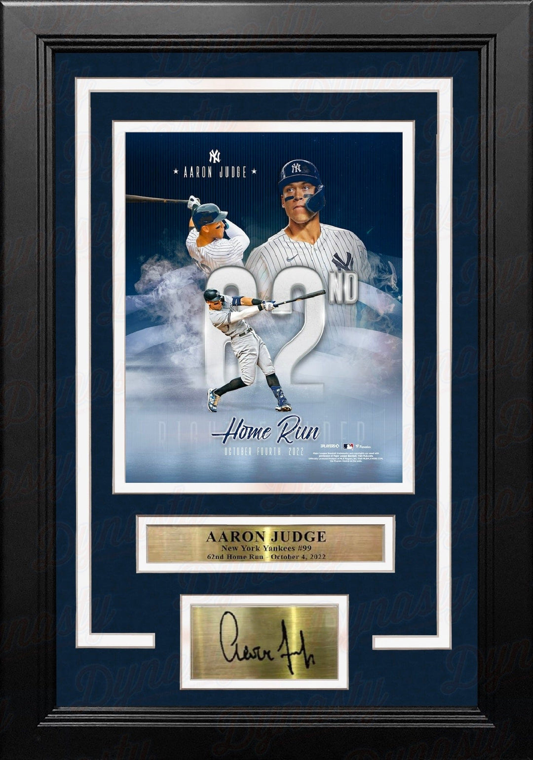 Dynasty Sports & Framing Engraved Signatures Aaron Judge AL Record 62nd Home Run New York Yankees 8x10 Framed Photo with Engraved Autograph