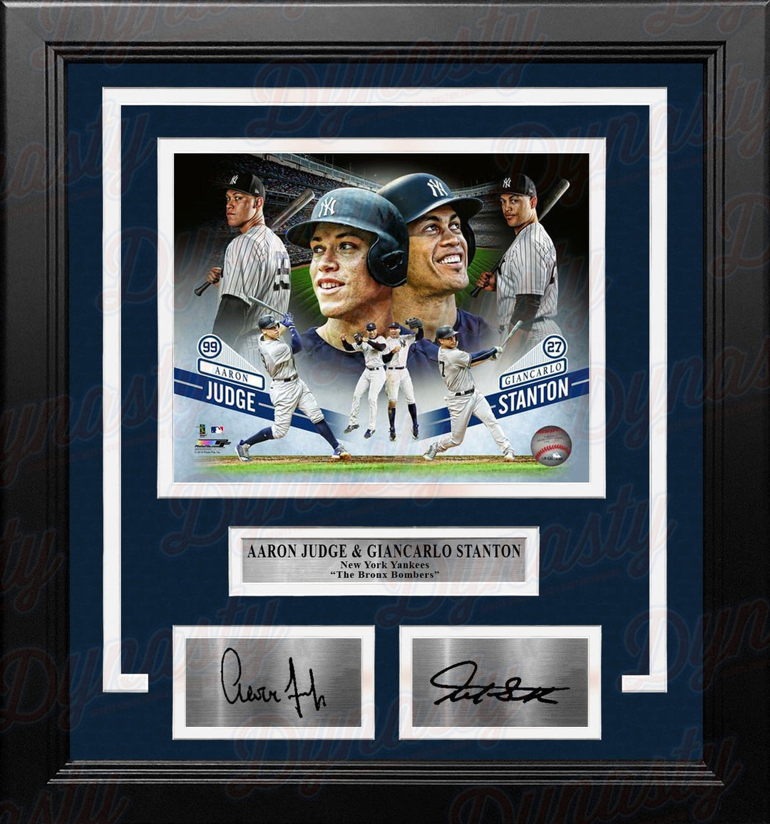 Dynasty Sports & Framing Engraved Signatures Aaron Judge & Giancarlo Stanton New York Yankees Collage 8x10 Framed Photo with Engraved Autographs