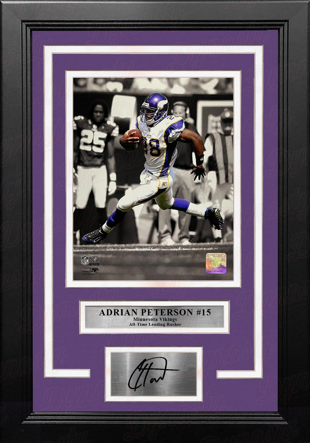 Dynasty Sports & Framing Engraved Signatures Adrian Peterson Minnesota Vikings 8" x 10" Spotlight Framed Football Photo with Engraved Autograph