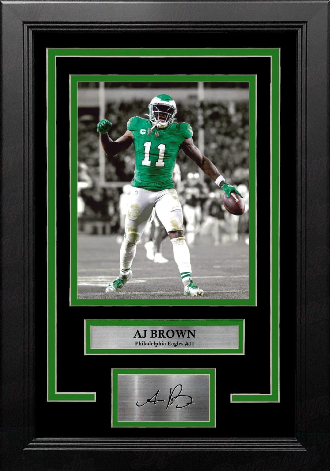 Dynasty Sports & Framing Engraved Signatures AJ Brown Kelly Green Philadelphia Eagles 8" x 10" Framed Spotlight Photo with Engraved Autograph
