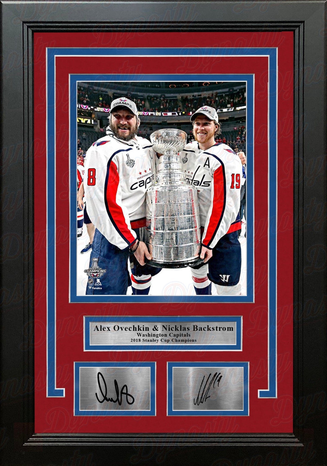 Dynasty Sports & Framing Engraved Signatures Alex Ovechkin & Nicklas Backstrom Capitals '18 Stanley Cup 8x10 Framed Photo with Engraved Autograph