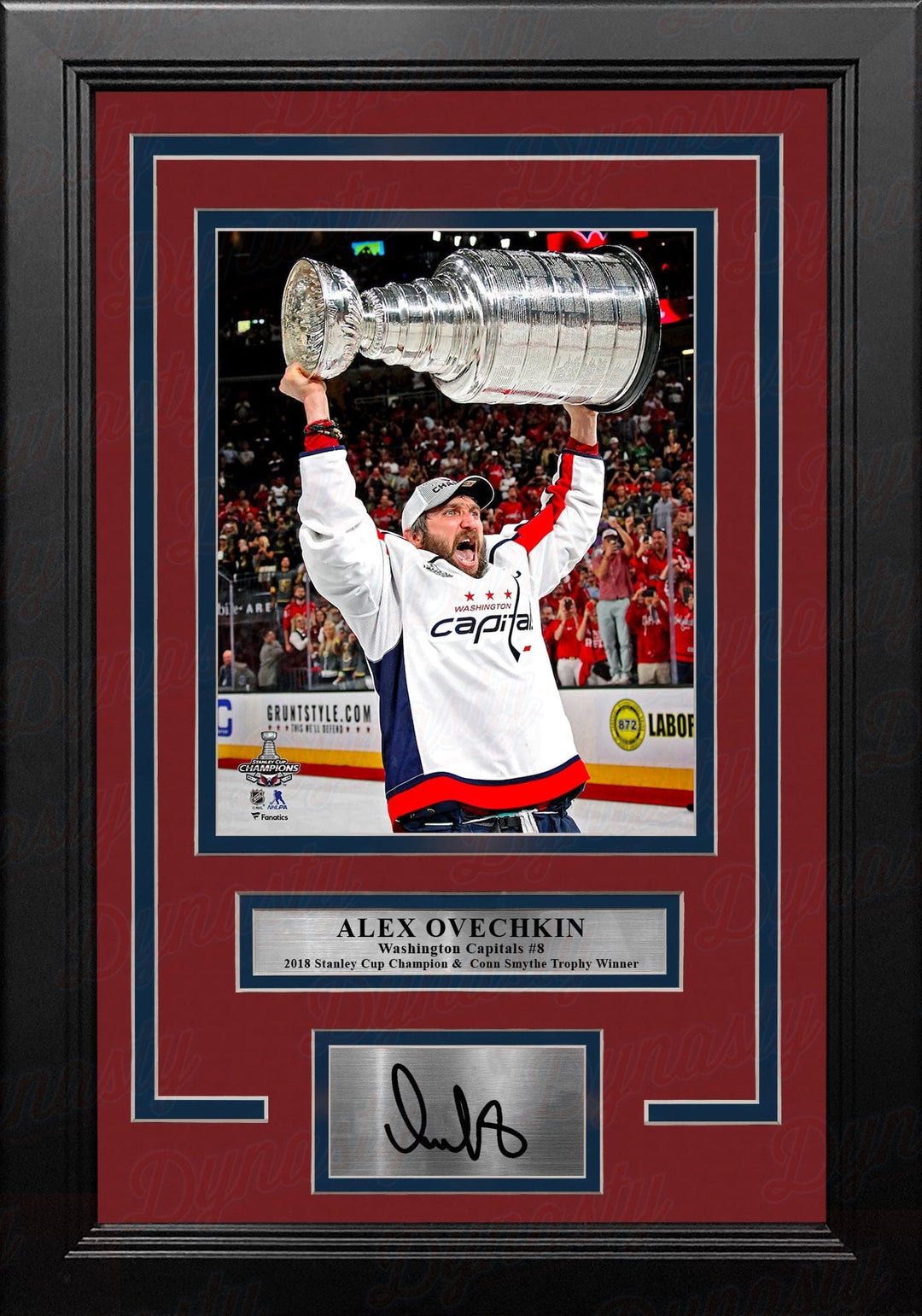 Dynasty Sports & Framing Engraved Signatures Alex Ovechkin Washington Capitals 2018 Stanley Cup 8x10 Framed Hockey Photo with Engraved Autograph