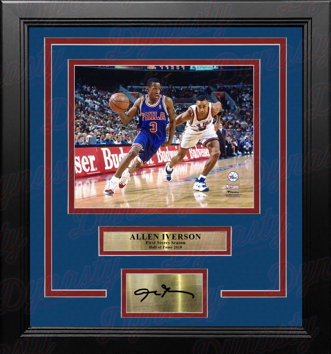 Dynasty Sports & Framing Engraved Signatures Allen Iverson Rookie Year Philadelphia 76ers 8x10 Framed Basketball Photo with Engraved Autograph