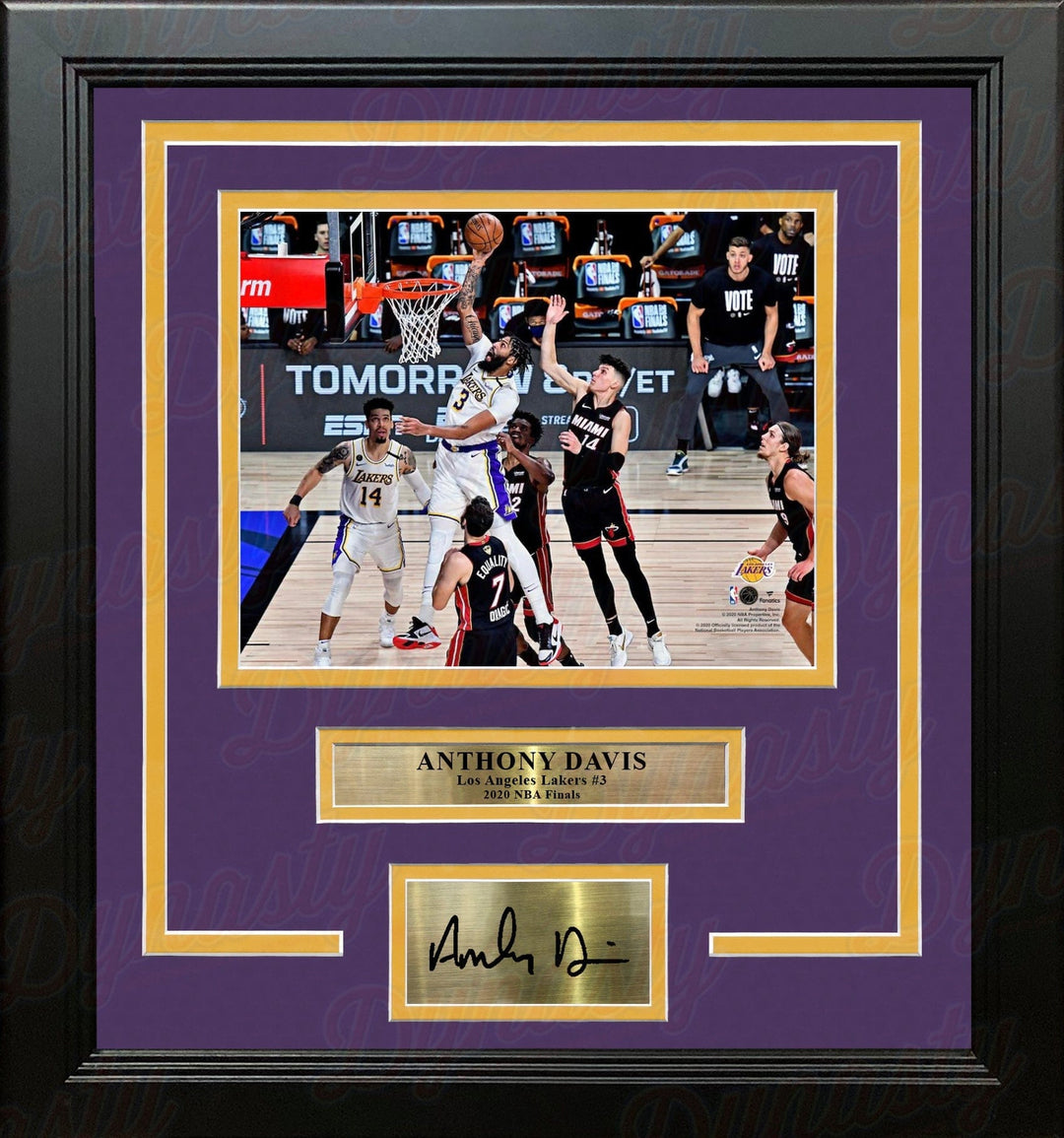 Dynasty Sports & Framing Engraved Signatures Anthony Davis 2020 NBA Finals Slam Dunk Los Angeles Lakers 8x10 Framed Photo with Engraved Autograph