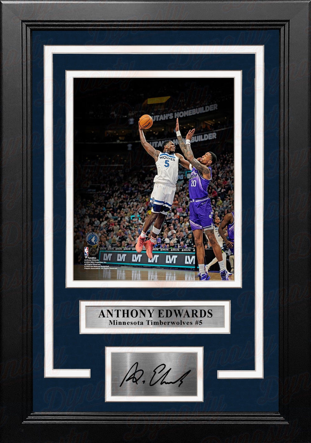 Dynasty Sports & Framing Engraved Signatures Anthony Edwards One-Handed Dunk Minnesota Timberwolves 8" x 10" Framed Photo with Engraved Autograph