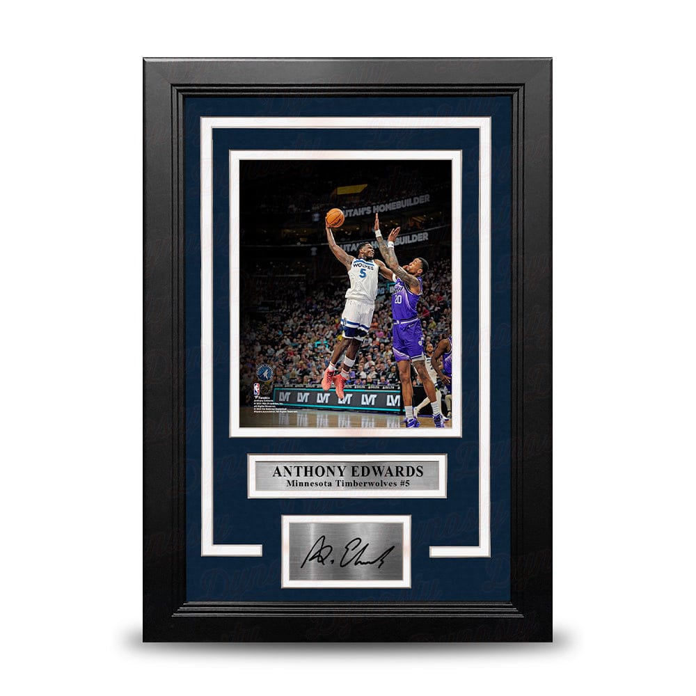 Dynasty Sports & Framing Engraved Signatures Anthony Edwards One-Handed Dunk Minnesota Timberwolves 8" x 10" Framed Photo with Engraved Autograph