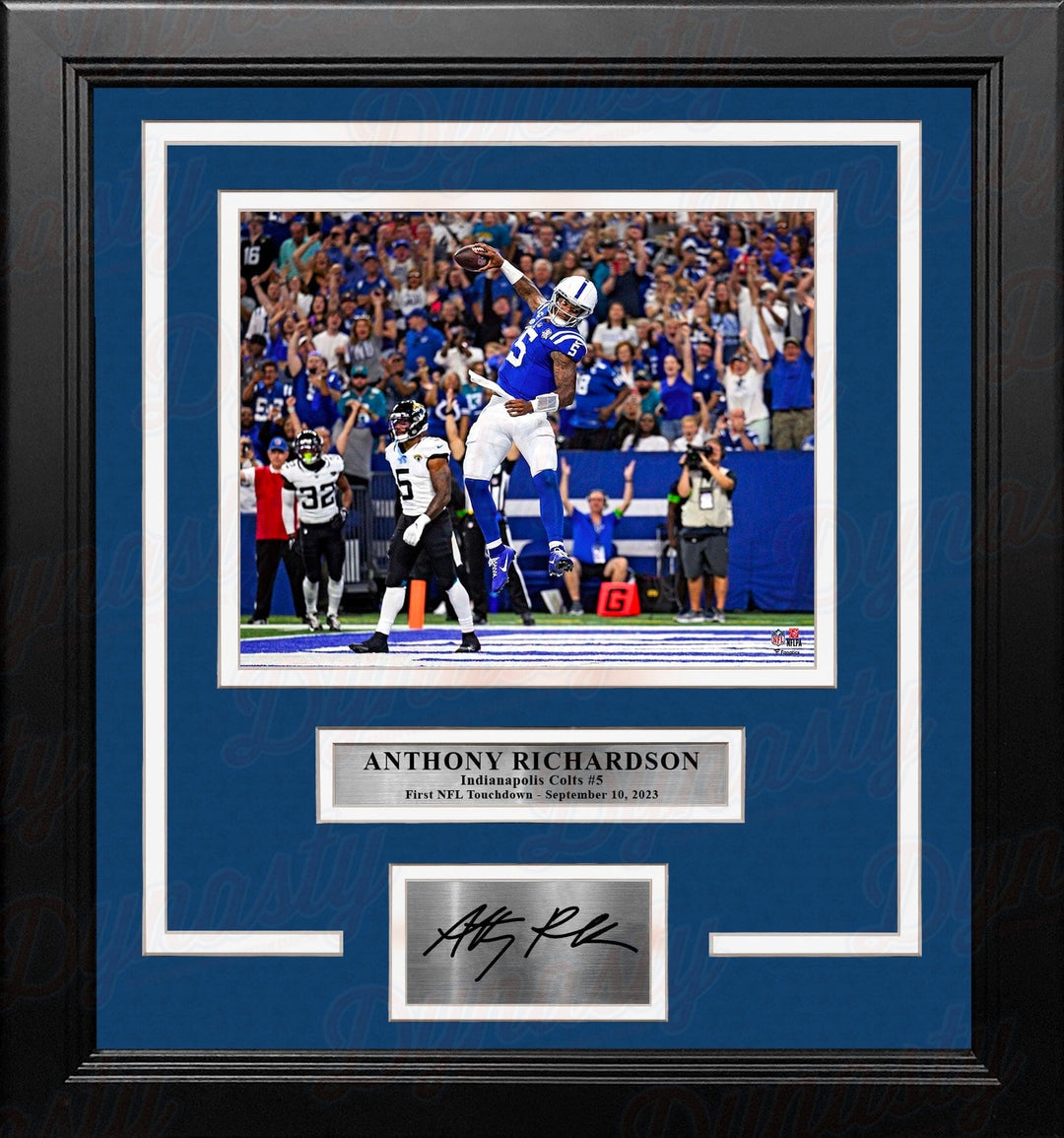 Dynasty Sports & Framing Engraved Signatures Anthony Richardson First NFL Touchdown Indianapolis Colts 8x10 Framed Photo with Engraved Autograph