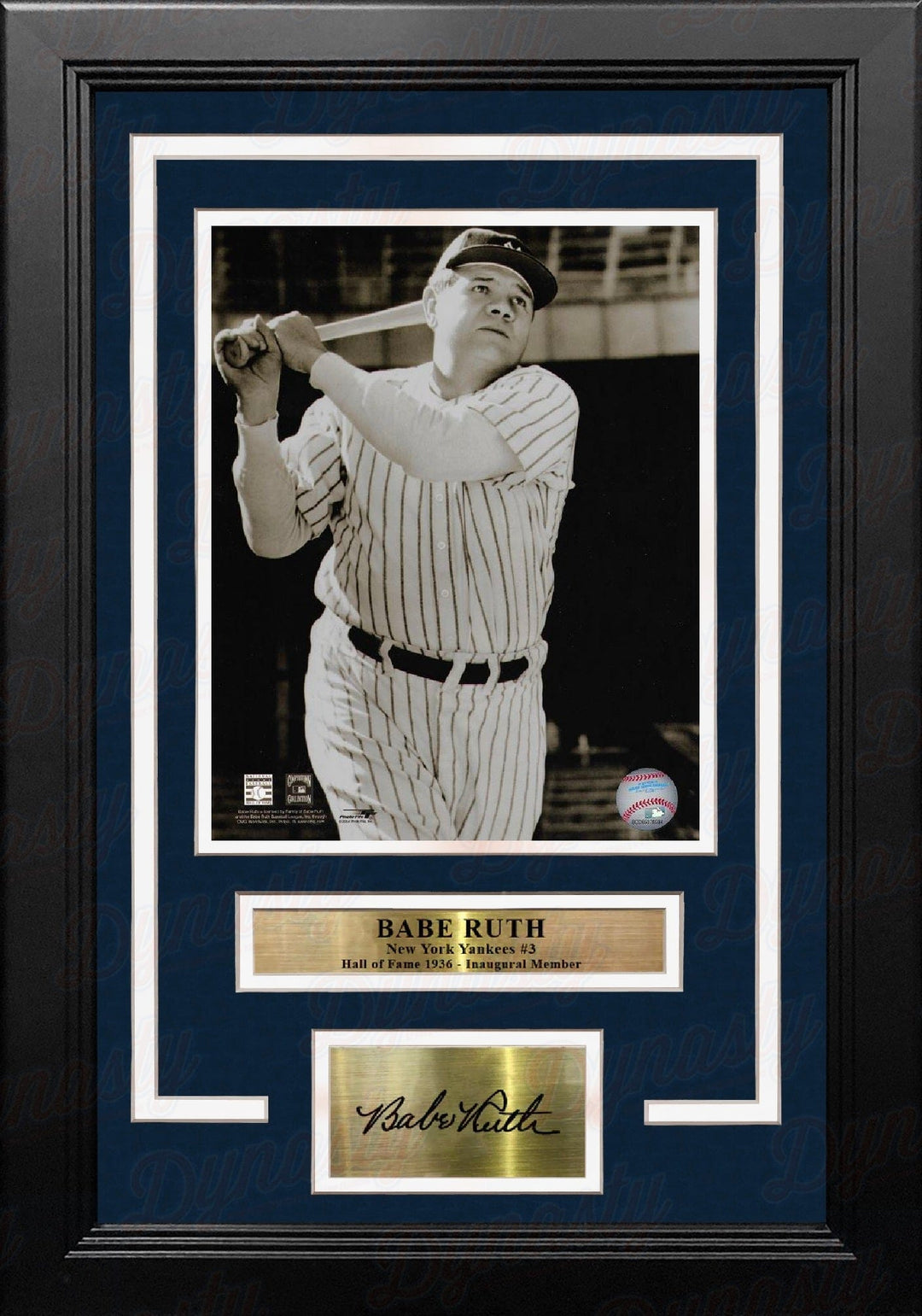 Dynasty Sports & Framing Engraved Signatures Babe Ruth in Action New York Yankees 8" x 10" Framed Baseball Photo with Engraved Autograph