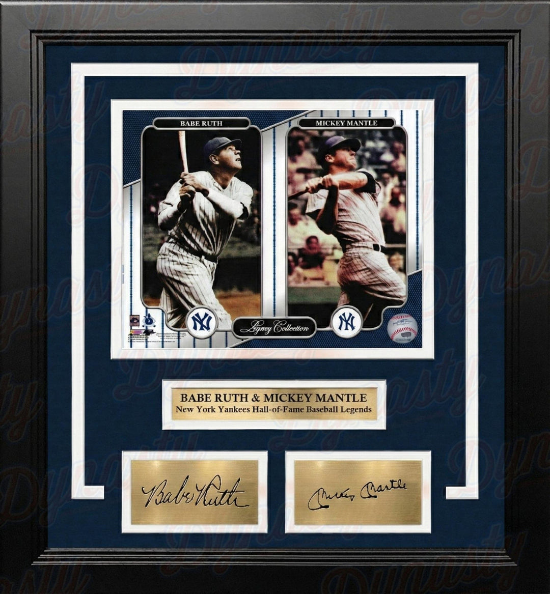 Dynasty Sports & Framing Engraved Signatures Babe Ruth & Mickey Mantle New York Yankees 8" x 10" Framed Baseball Photo with Engraved Autographs