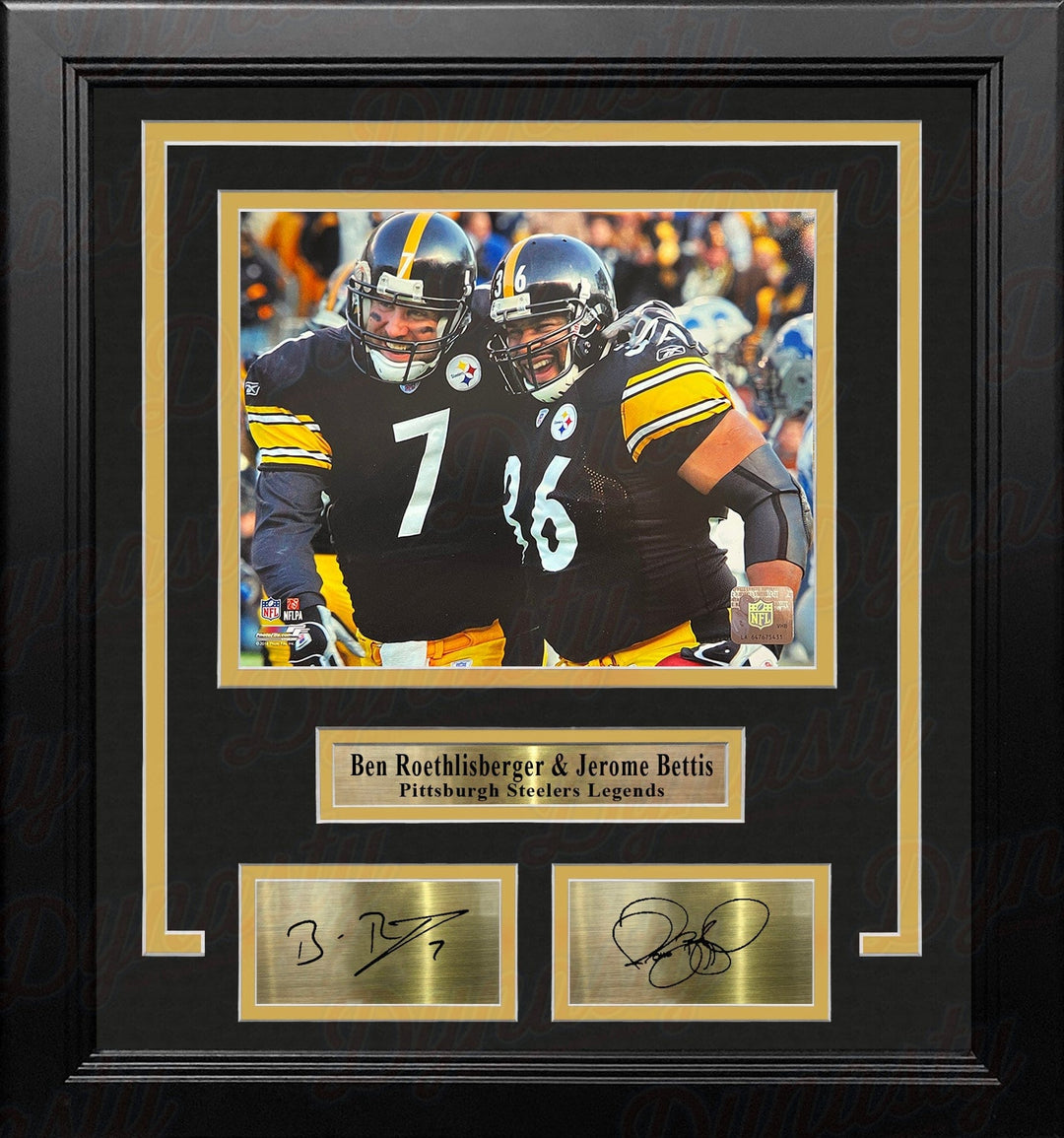 Dynasty Sports & Framing Engraved Signatures Ben Roethlisberger & Jerome Bettis Pittsburgh Steelers 8x10 Framed Photo with Engraved Autographs