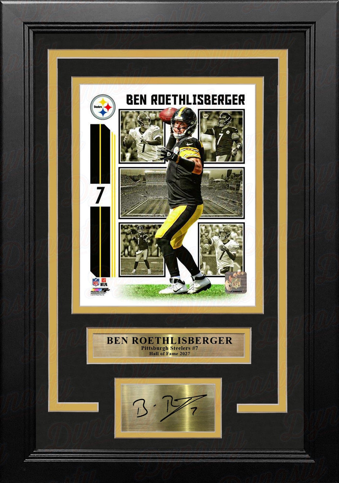 Dynasty Sports & Framing Engraved Signatures Ben Roethlisberger Pittsburgh Steelers 8x10 Framed Collage Football Photo with Engraved Autograph