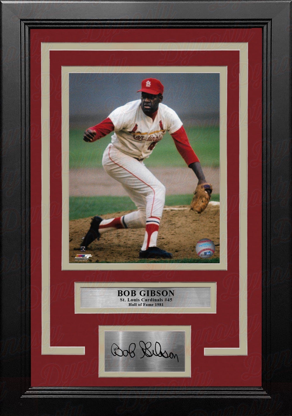 Dynasty Sports & Framing Engraved Signatures Bob Gibson in Action St. Louis Cardinals 8" x 10" Framed Photo with Engraved Autograph