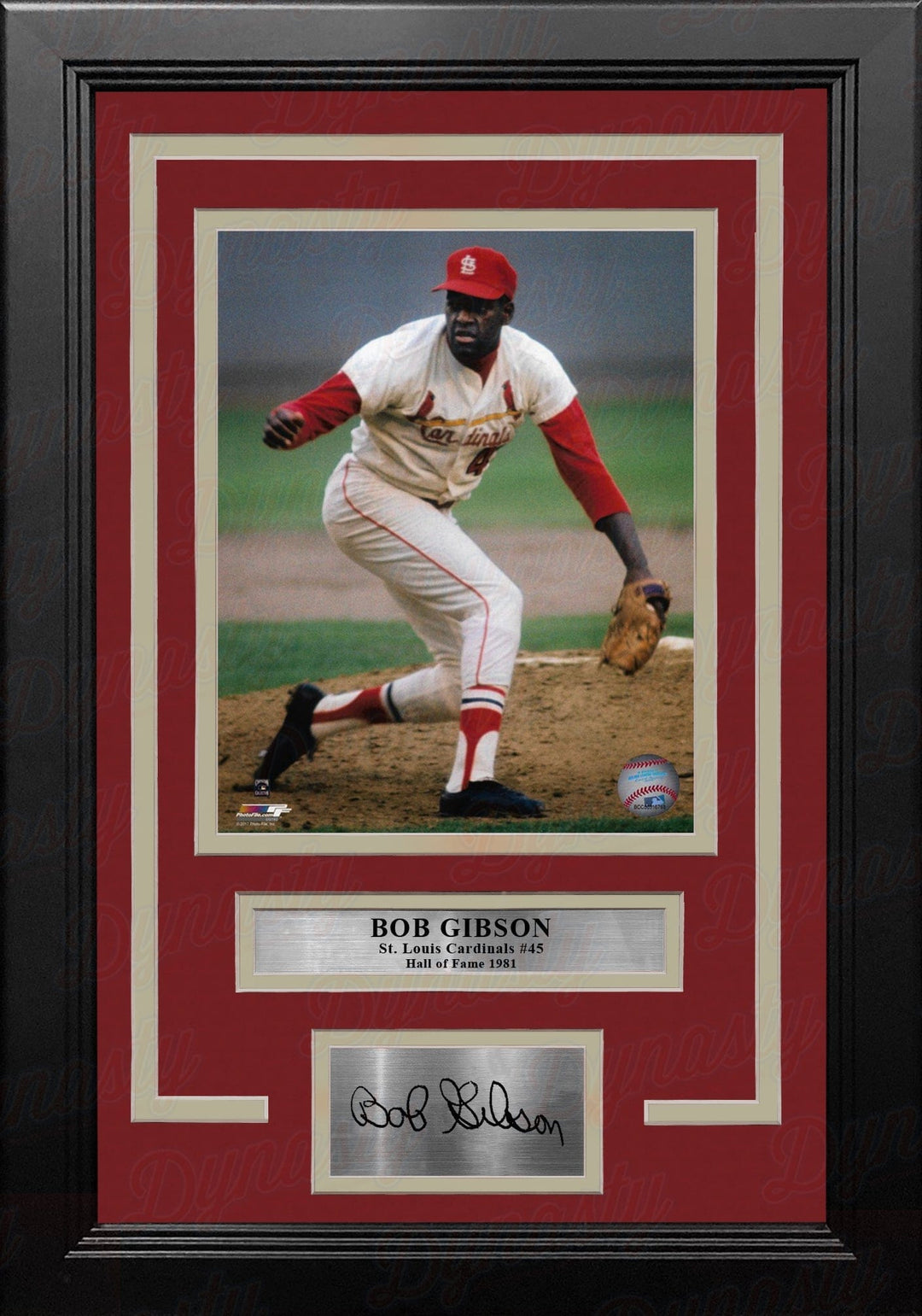 Dynasty Sports & Framing Engraved Signatures Bob Gibson in Action St. Louis Cardinals 8" x 10" Framed Photo with Engraved Autograph