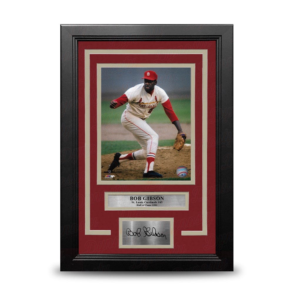 Dynasty Sports & Framing Engraved Signatures Bob Gibson in Action St. Louis Cardinals 8" x 10" Framed Photo with Engraved Autograph
