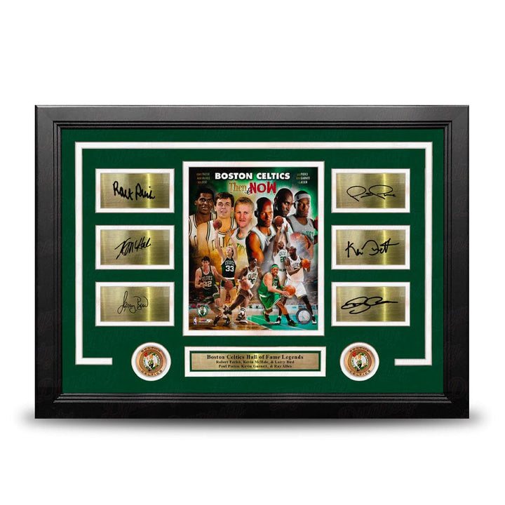 Dynasty Sports & Framing Engraved Signatures Boston Celtics All-Time Legends 8x10 Framed Basketball Photo with Six Engraved Autographs