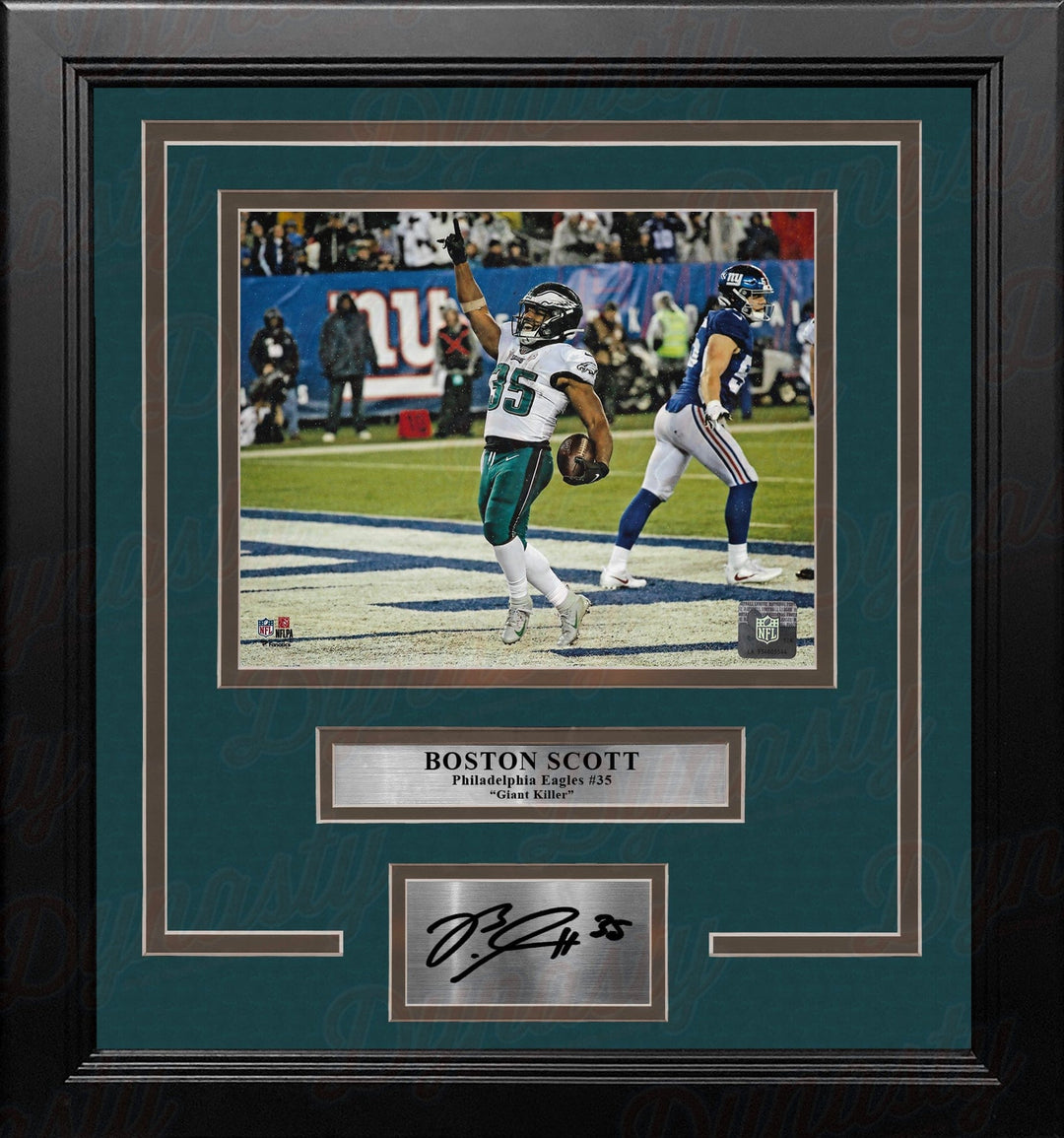 Dynasty Sports & Framing Engraved Signatures Boston Scott Touchdown v. Giants Philadelphia Eagles 11" x 14" Framed Photo with Engraved Autograph
