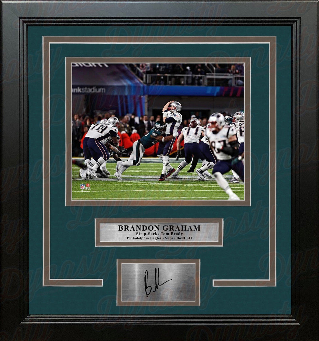 Dynasty Sports & Framing Engraved Signatures Brandon Graham Sacks Brady Philadelphia Eagles 8x10 Framed Super Bowl Photo with Engraved Autograph