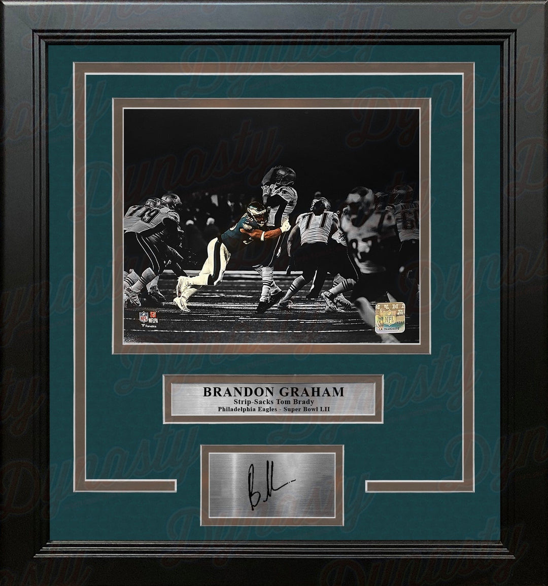Dynasty Sports & Framing Engraved Signatures Brandon Graham Sacks Tom Brady Philadelphia Eagles 8x10 Blackout Framed Photo & Engraved Autograph
