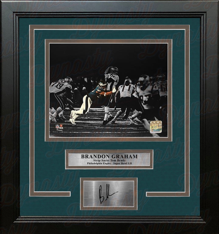 Dynasty Sports & Framing Engraved Signatures Brandon Graham Sacks Tom Brady Philadelphia Eagles 8x10 Blackout Framed Photo & Engraved Autograph
