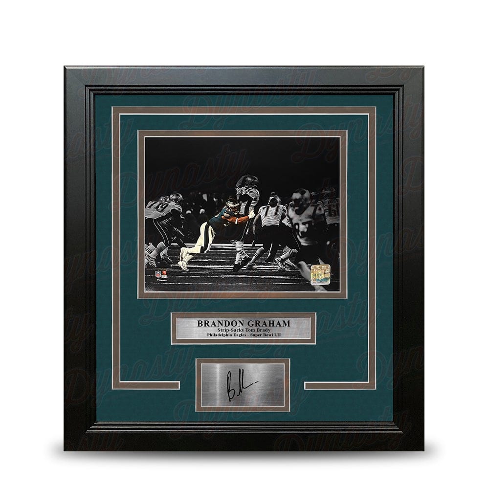 Dynasty Sports & Framing Engraved Signatures Brandon Graham Sacks Tom Brady Philadelphia Eagles 8x10 Blackout Framed Photo & Engraved Autograph