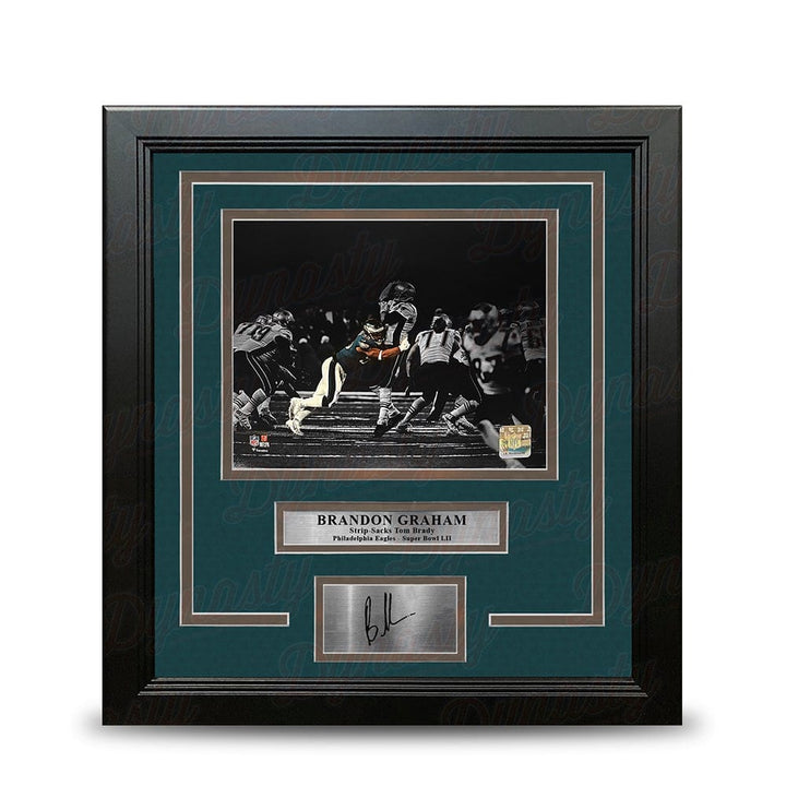 Dynasty Sports & Framing Engraved Signatures Brandon Graham Sacks Tom Brady Philadelphia Eagles 8x10 Blackout Framed Photo & Engraved Autograph