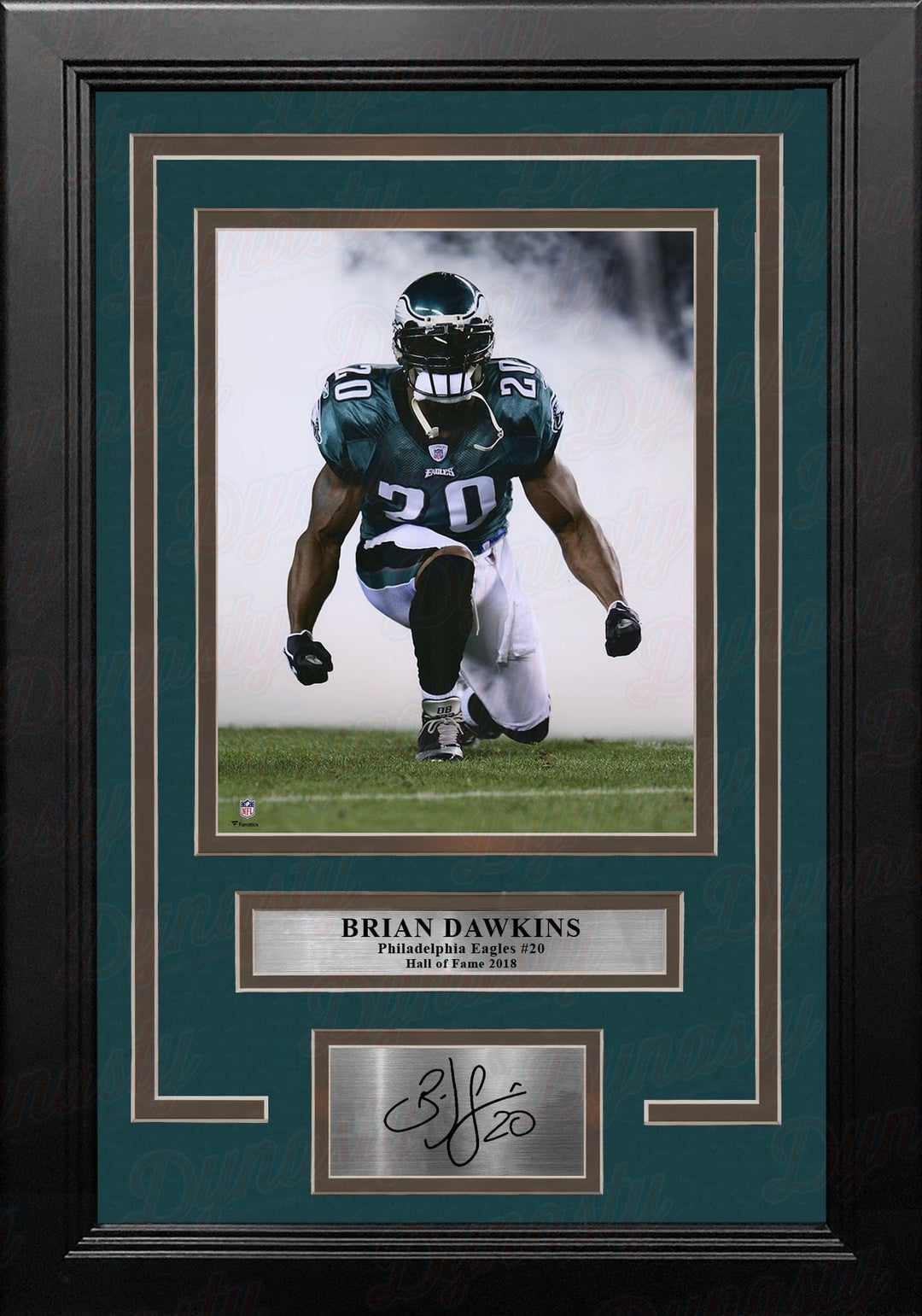 Dynasty Sports & Framing Engraved Signatures Brian Dawkins Kneeling Smoke Philadelphia Eagles 8x10 Framed Football Photo with Engraved Autograph