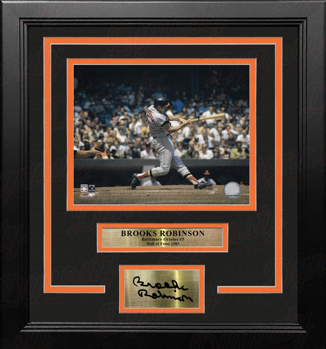 Dynasty Sports & Framing Engraved Signatures Brooks Robinson Batting Action Baltimore Orioles 8" x 10" Framed Baseball Photo with Engraved Autograph