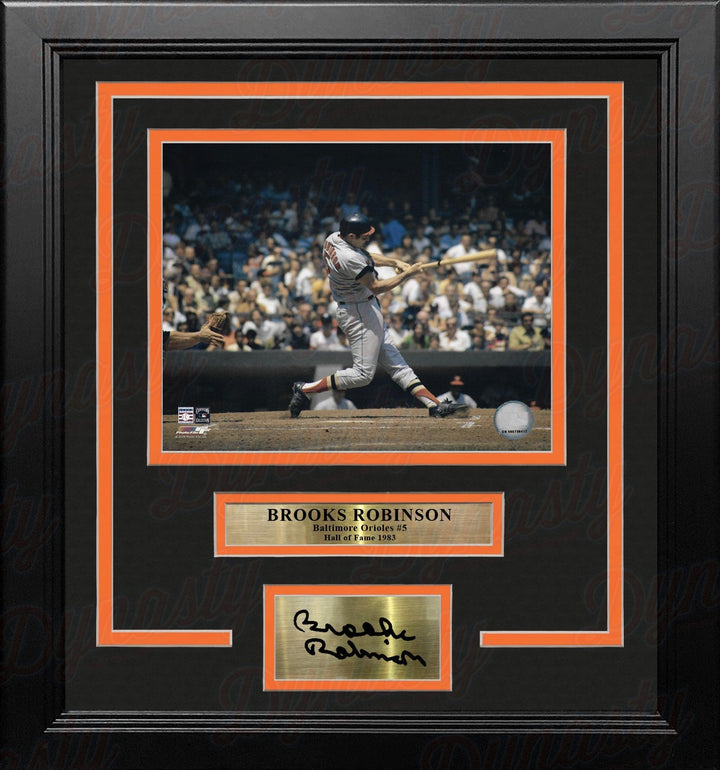 Dynasty Sports & Framing Engraved Signatures Brooks Robinson Batting Action Baltimore Orioles 8" x 10" Framed Baseball Photo with Engraved Autograph