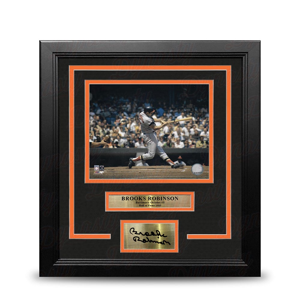 Dynasty Sports & Framing Engraved Signatures Brooks Robinson Batting Action Baltimore Orioles 8" x 10" Framed Baseball Photo with Engraved Autograph